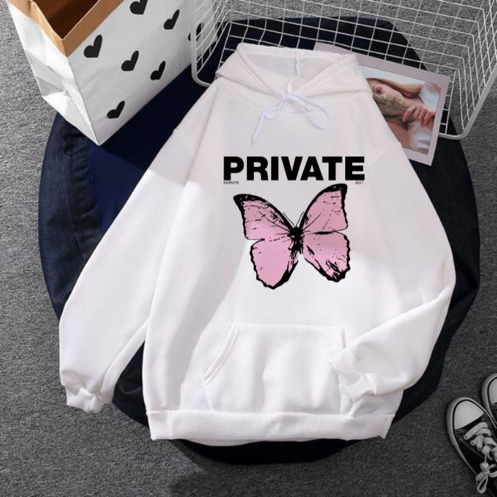 White Private Butterfly Hoodie (C-C-0121)