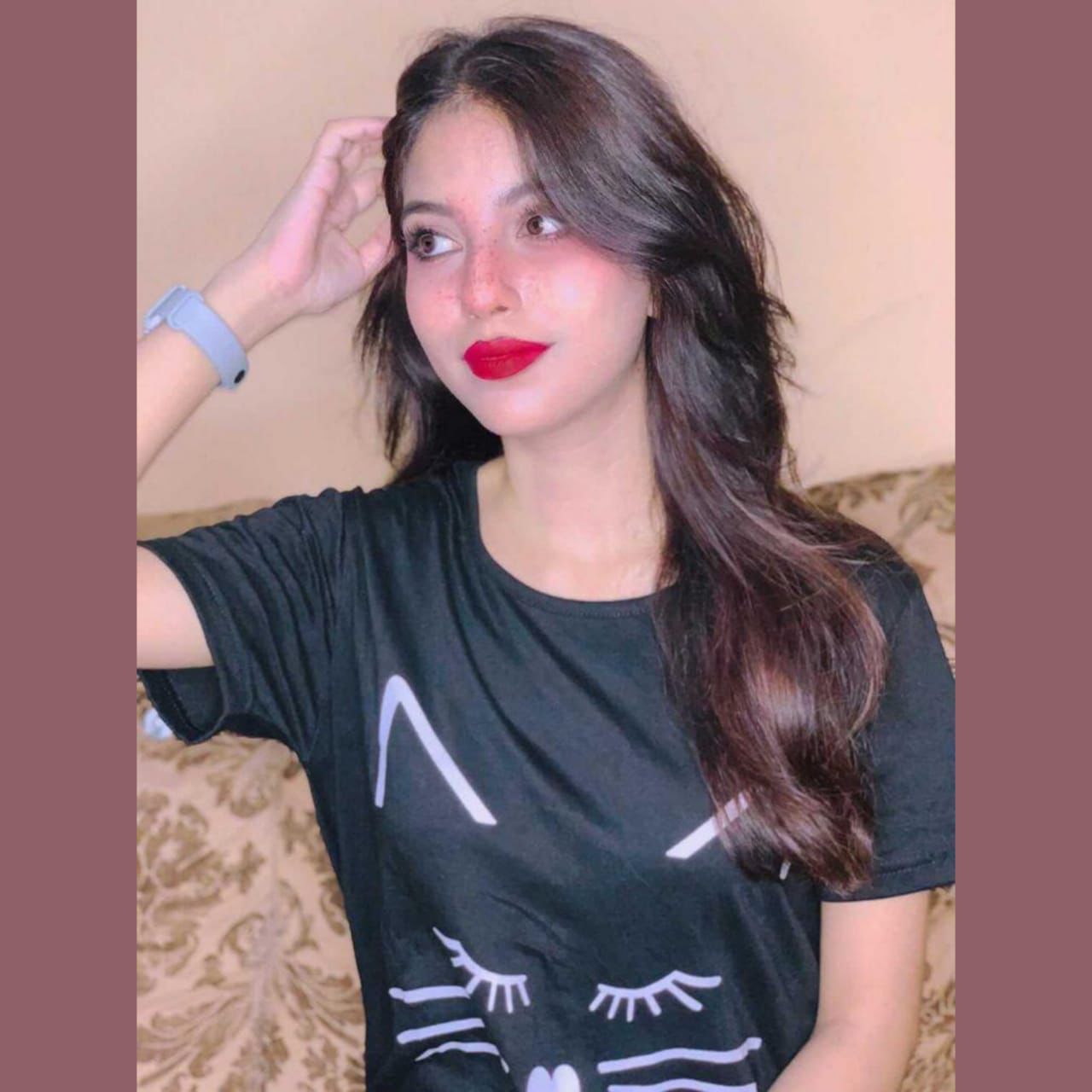 Black Meow Half Sleeves Night Suit (C-C-0043)