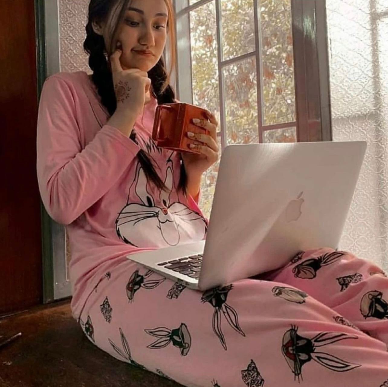 Pink Bugs Bunny Full Sleeves Night Suit (CC-069)