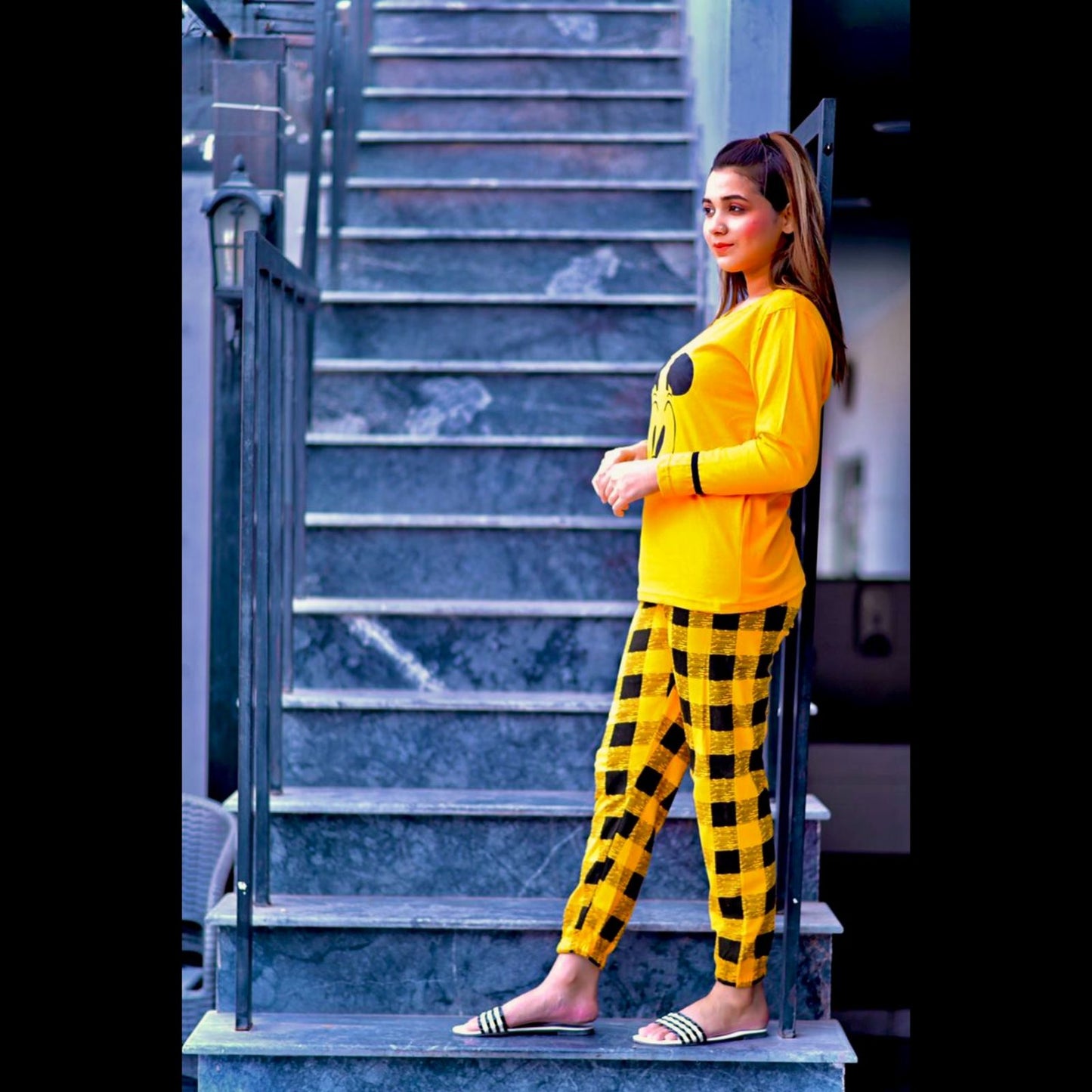 Yellow Mickey Full Sleeves Night Suit (C-C-0008)