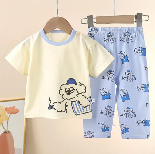 Off white sleepy puppy Printed Kids Night Suit (CC-046)