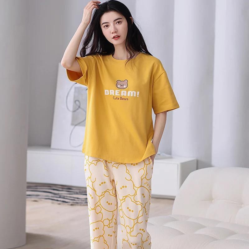 Yellow Dream Bear Shirt With Off White Bears Printed Trouser (C-C-488)