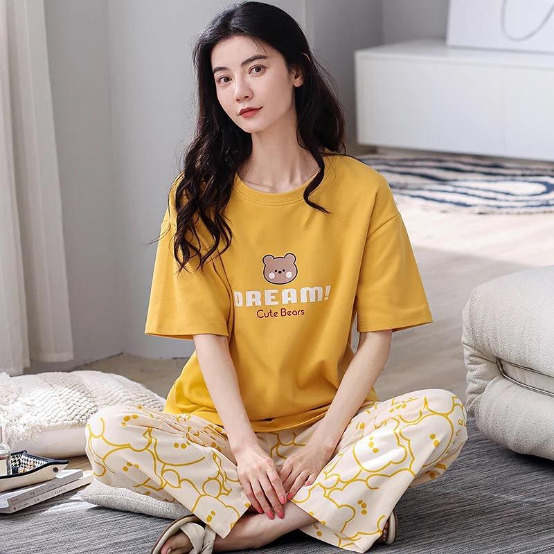 Yellow Dream Bear Shirt With Off White Bears Printed Trouser (C-C-488)