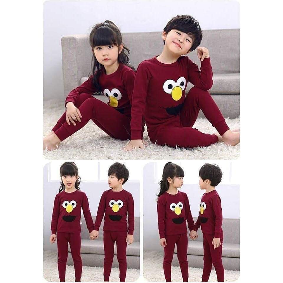 Baby Or Baba Maroon Elmo print Kids Night Suit (1Pcs) (C-C-230)