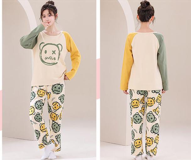 Multi Color Smile Print With Smile Multi Printed Trouser Full Sleeves Night Suit (CC-017)