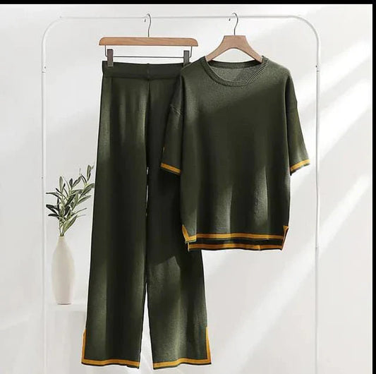 Green Baggie Style half Sleeves T-shirt With Loose Trouser (CC-074)