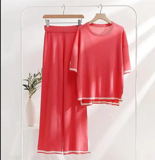 Peach Baggie Style half Sleeves T-shirt With Loose Trouser (CC-076)