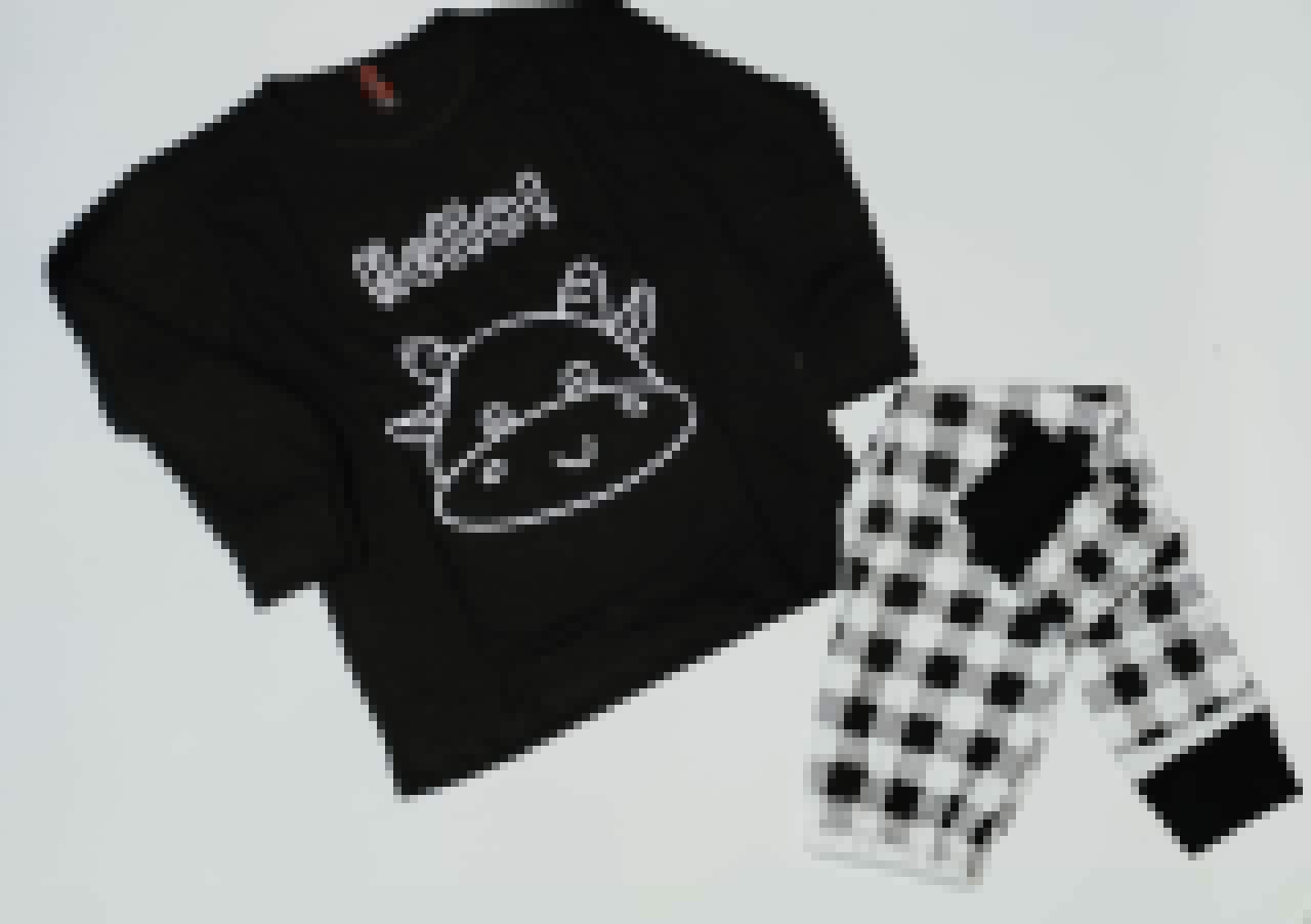Baby or Baba Black and White Cow with Check Style Pajama Night Suit for Kids (1 Pcs) (C-C-233)