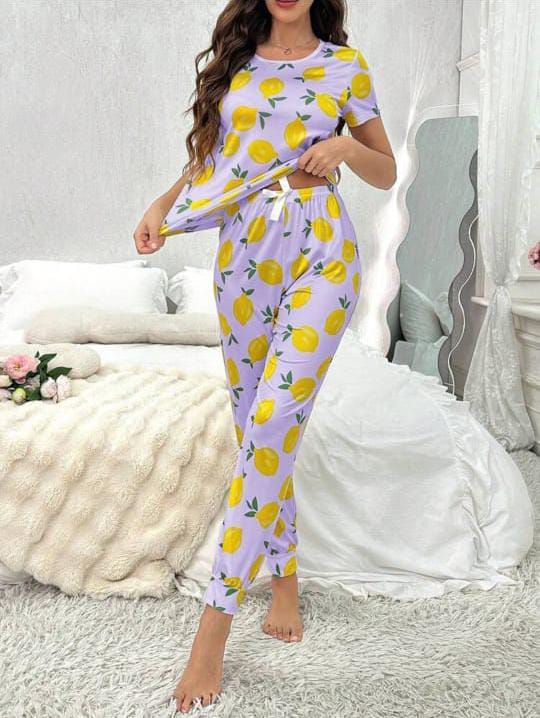 Lilac Lemons Printed Night wear (CC-024)