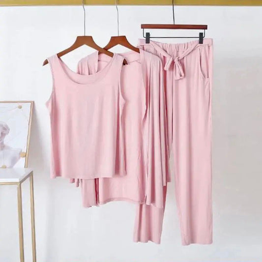 3 Pcs Sleepwear (Sando Shrug Trouser) (Baby Pink) (CC-002)