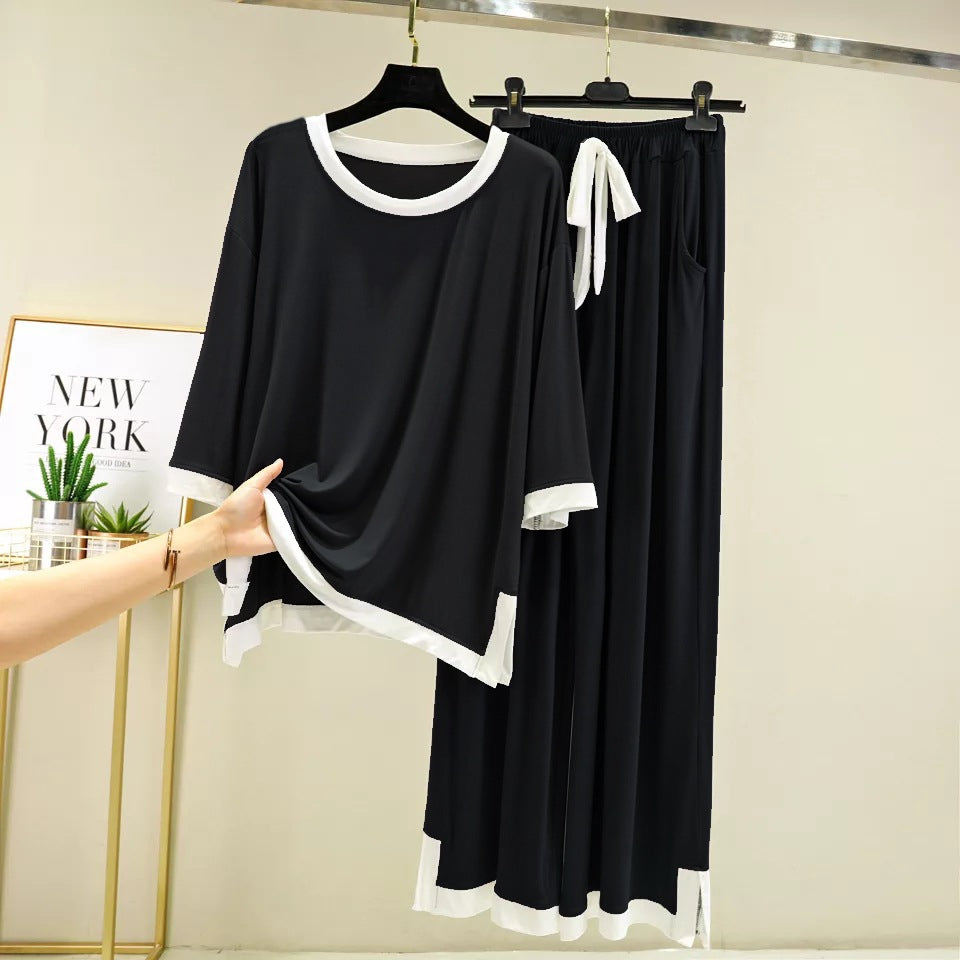 Black & White Stripe Flapper Style Full Sleeves Home Wear (CC-057)