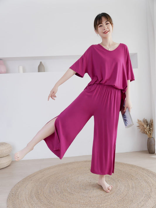Dark Pink Lose Pattern With Lose Style Lounge Wear (C-C-371)