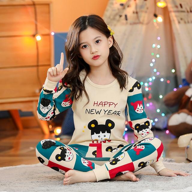 Baby or Baba Multicolour New Year Print Full Sleeves Night Suit for Kids (C-C-432)