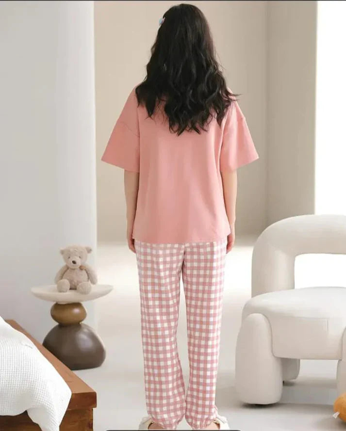 Pink Lovely Three Bears Printed Night Suit (CC-133)